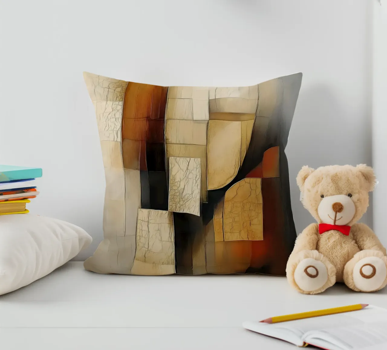 Arte moderna nei toni del marrone cuscino da Imagine