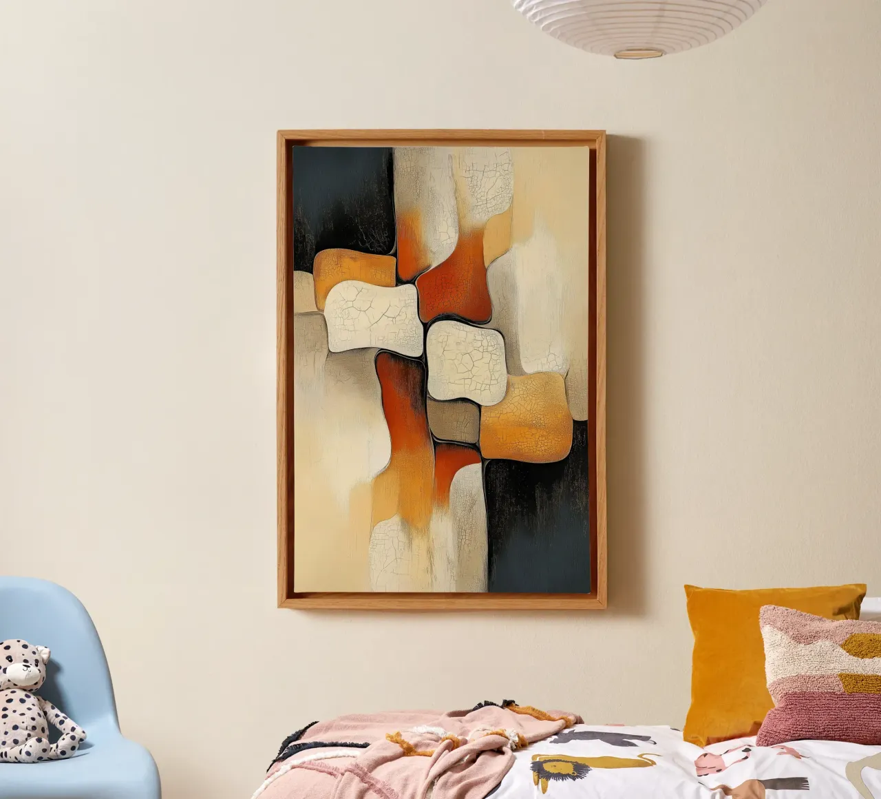 Organisch abstract canvas met Baklijst van Imagine