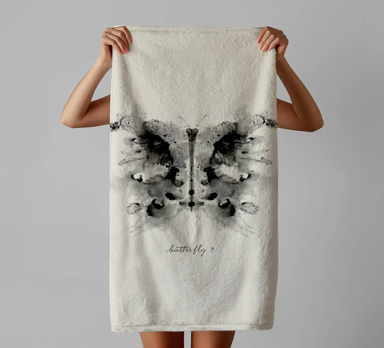 Ink Butterfly Greyscale asciugamano da bagno da Flora & Fauna