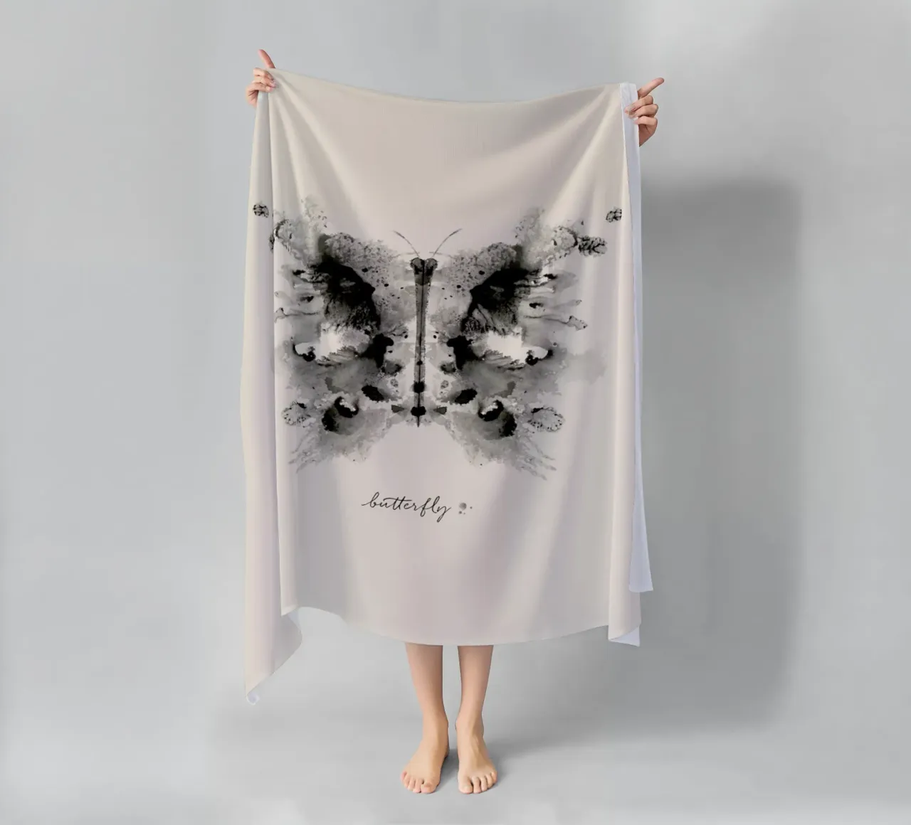 Ink Butterfly Greyscale telo mare da Flora & Fauna