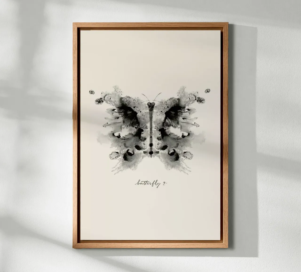 Ink Butterfly Greyscale tela con Cornice a cassetta da Flora & Fauna