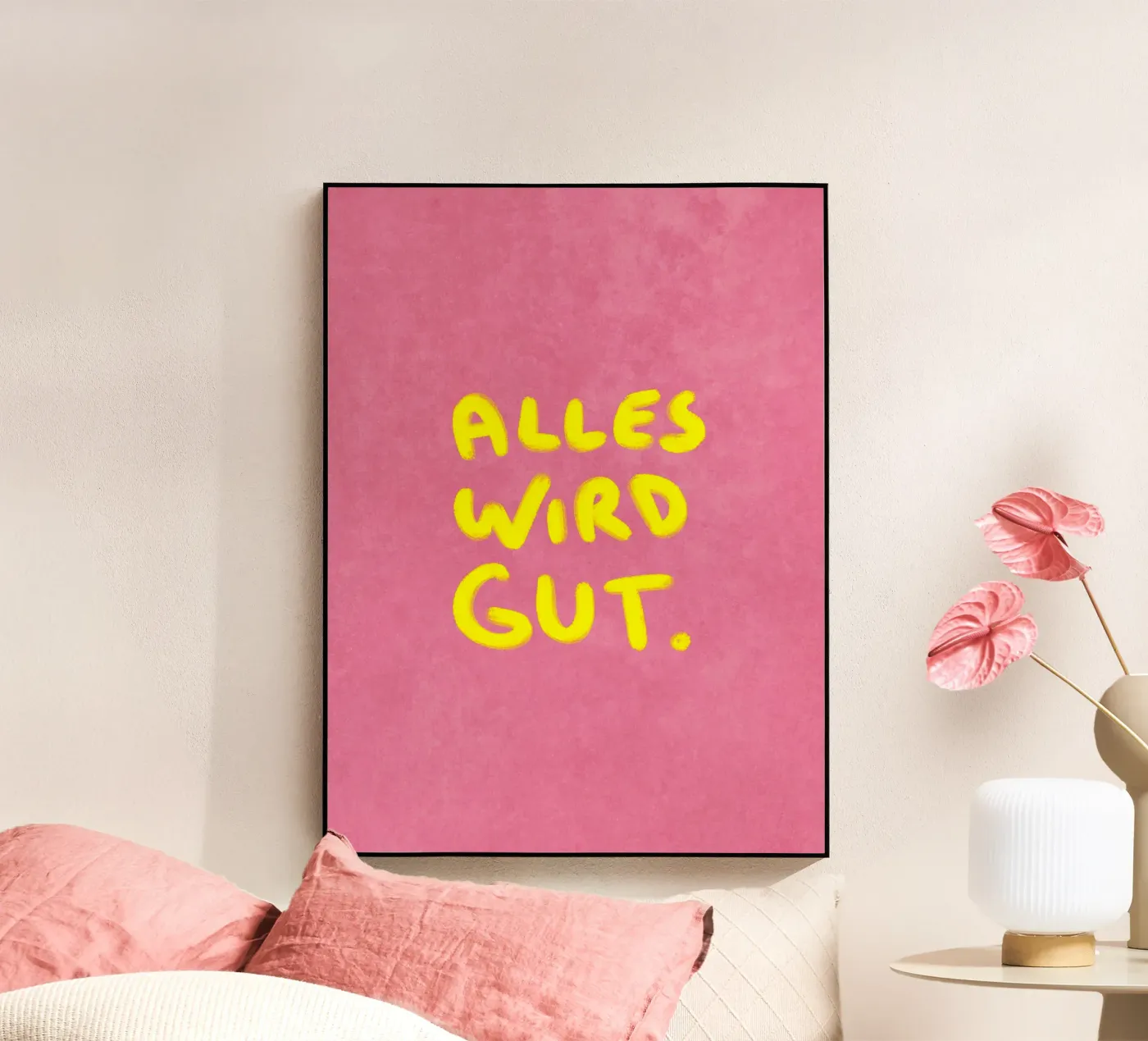 Alles wird Gut - handgemalter Spruch plexiglass da Illustration Raissa Oltmanns