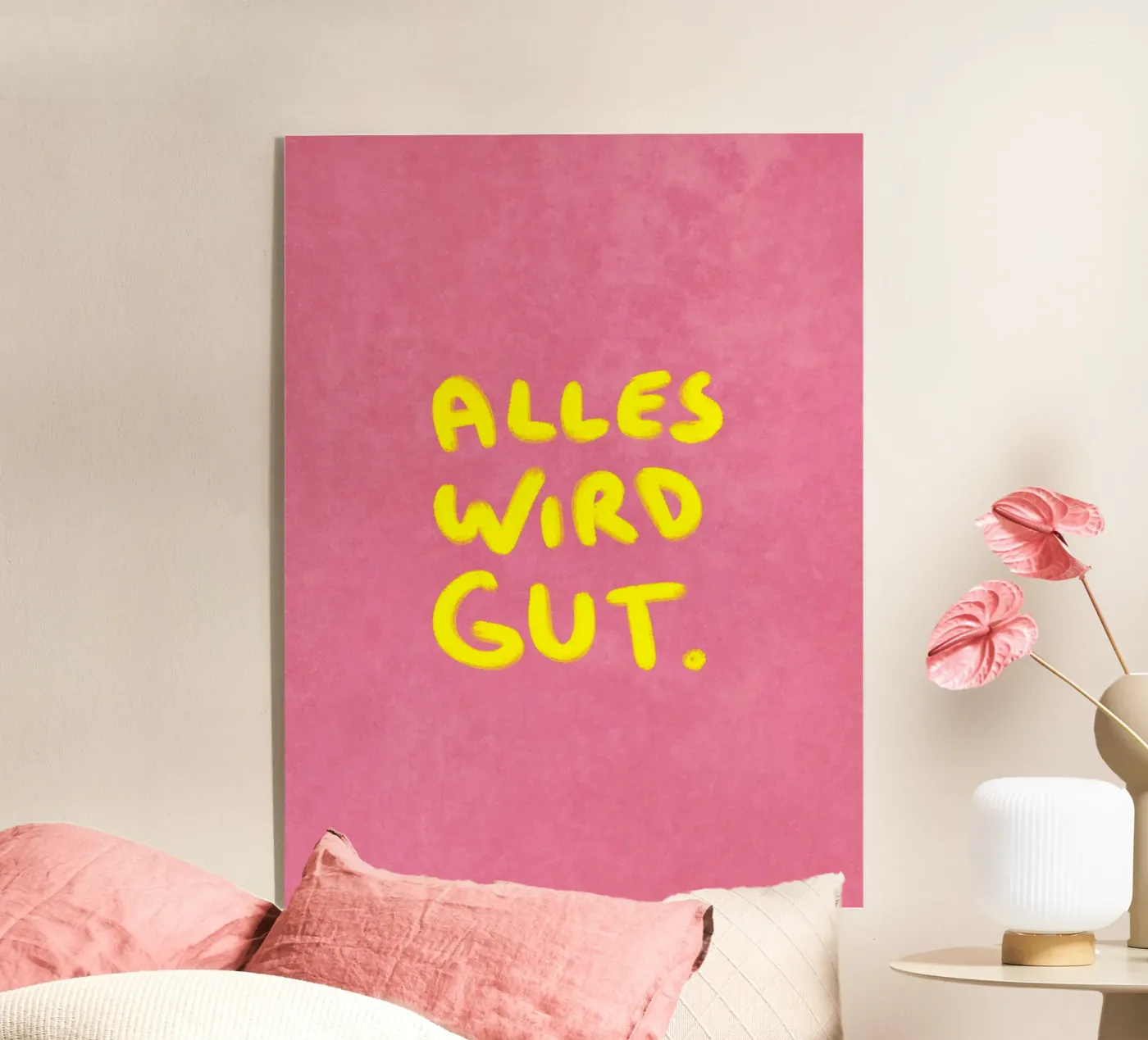 Alles wird Gut - handgemalter Spruch plexiglass da Illustration Raissa Oltmanns