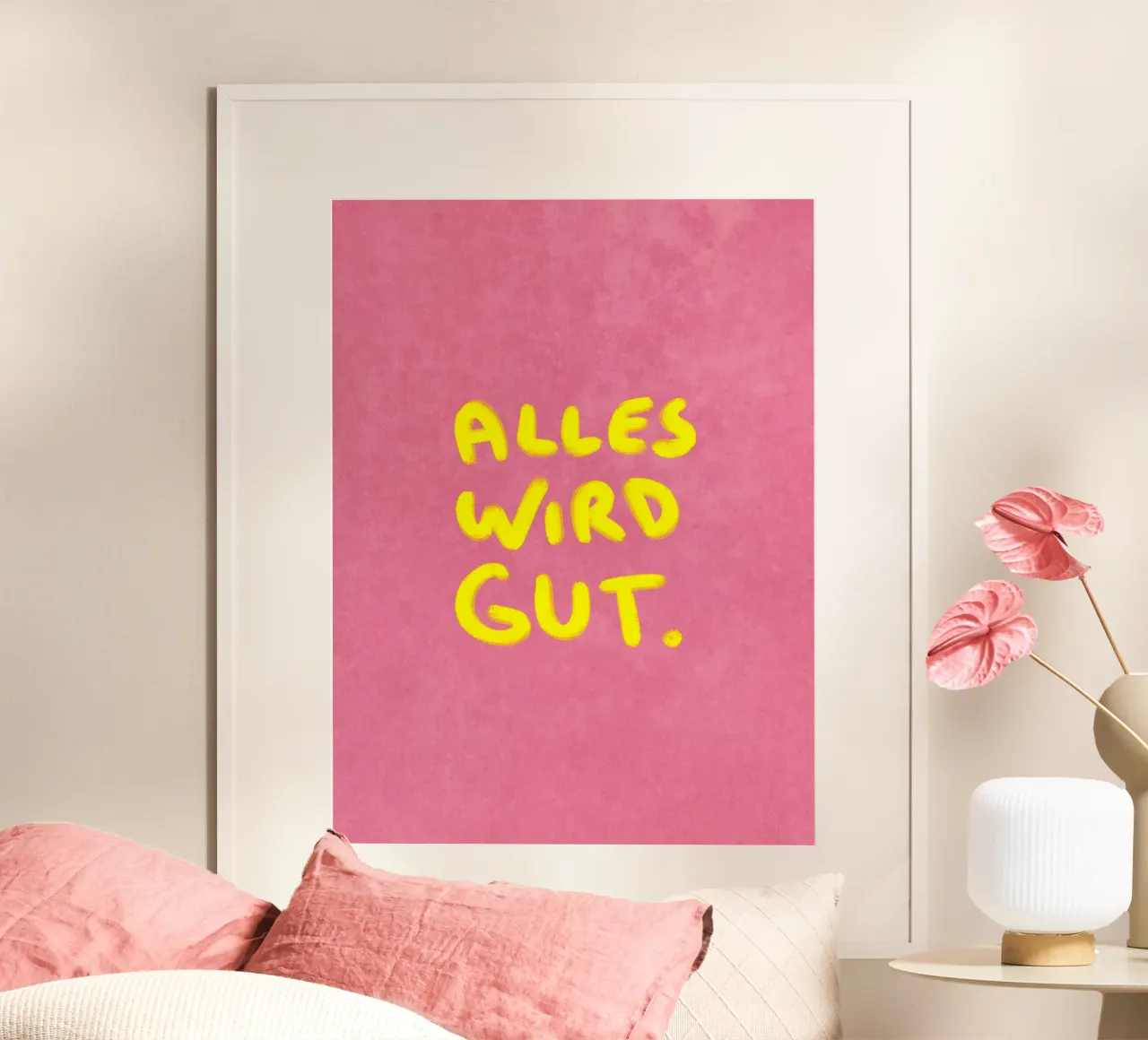 Alles wird Gut - handgemalter Spruch carta hahnemühle da Illustration Raissa Oltmanns
