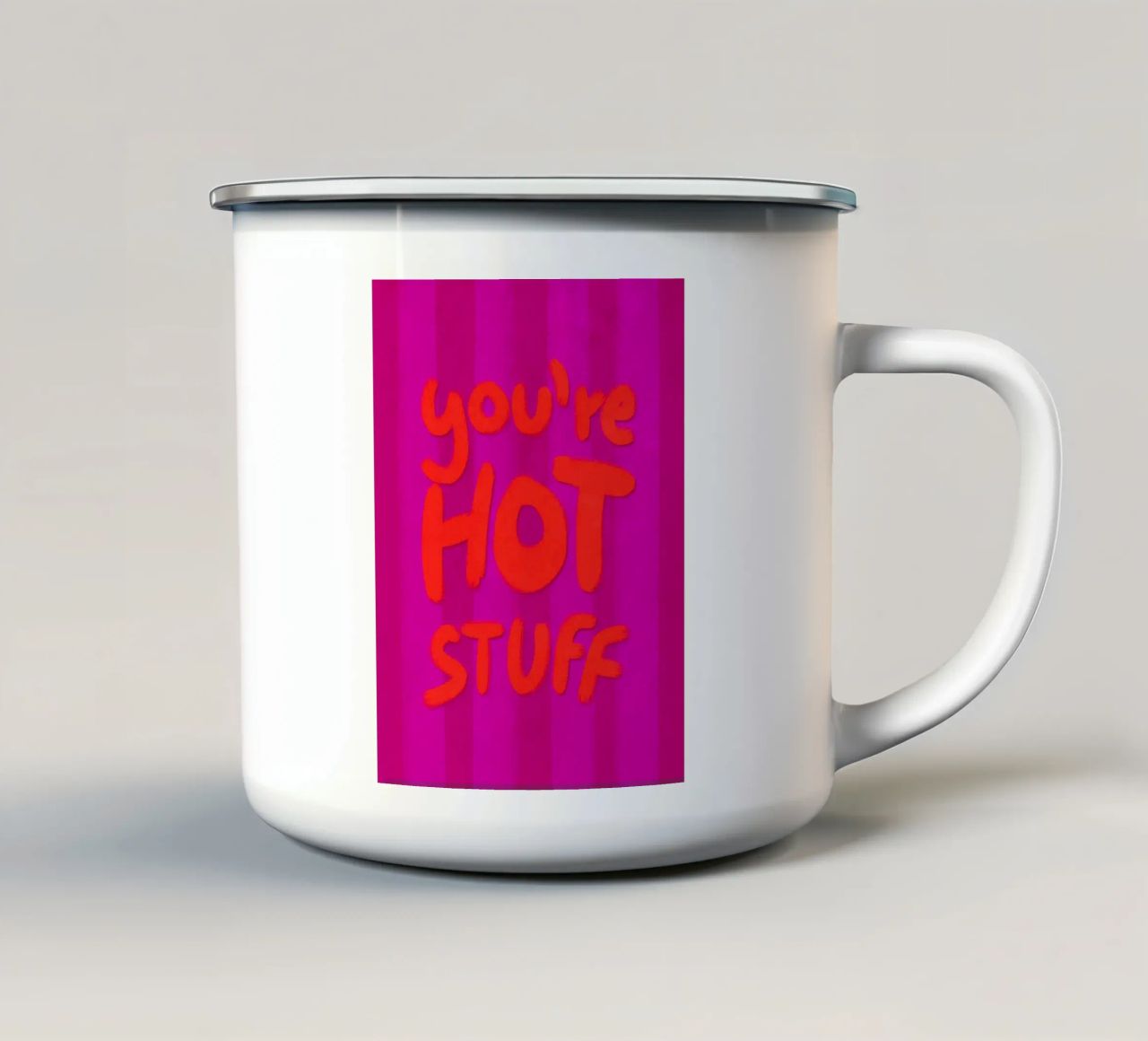 You're HOT Stuff - handlettering tazza in smalto da Illustration Raissa Oltmanns