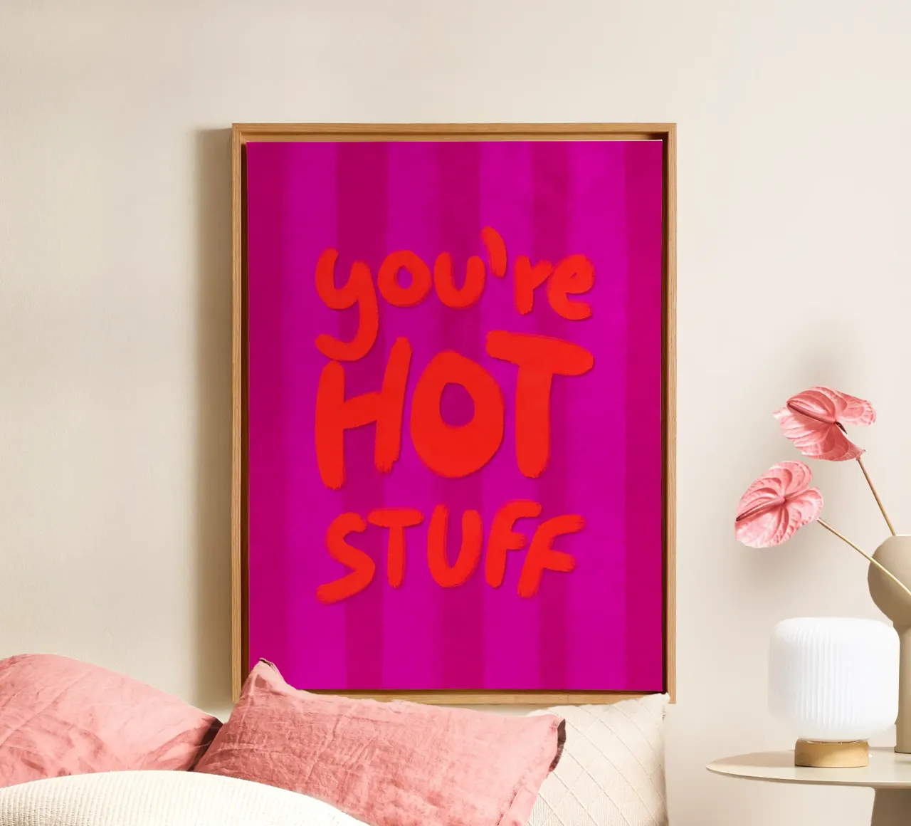 You're HOT Stuff - handlettering tela con Cornice a cassetta da Illustration Raissa Oltmanns