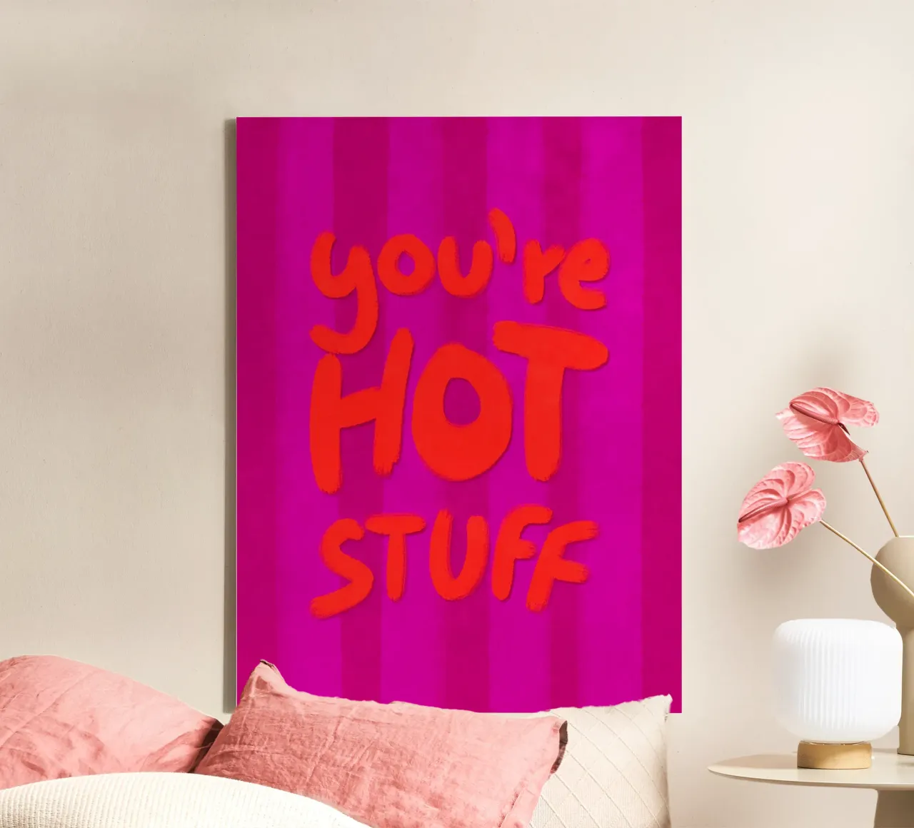 You're HOT Stuff - handlettering tela con Cornice a cassetta da Illustration Raissa Oltmanns