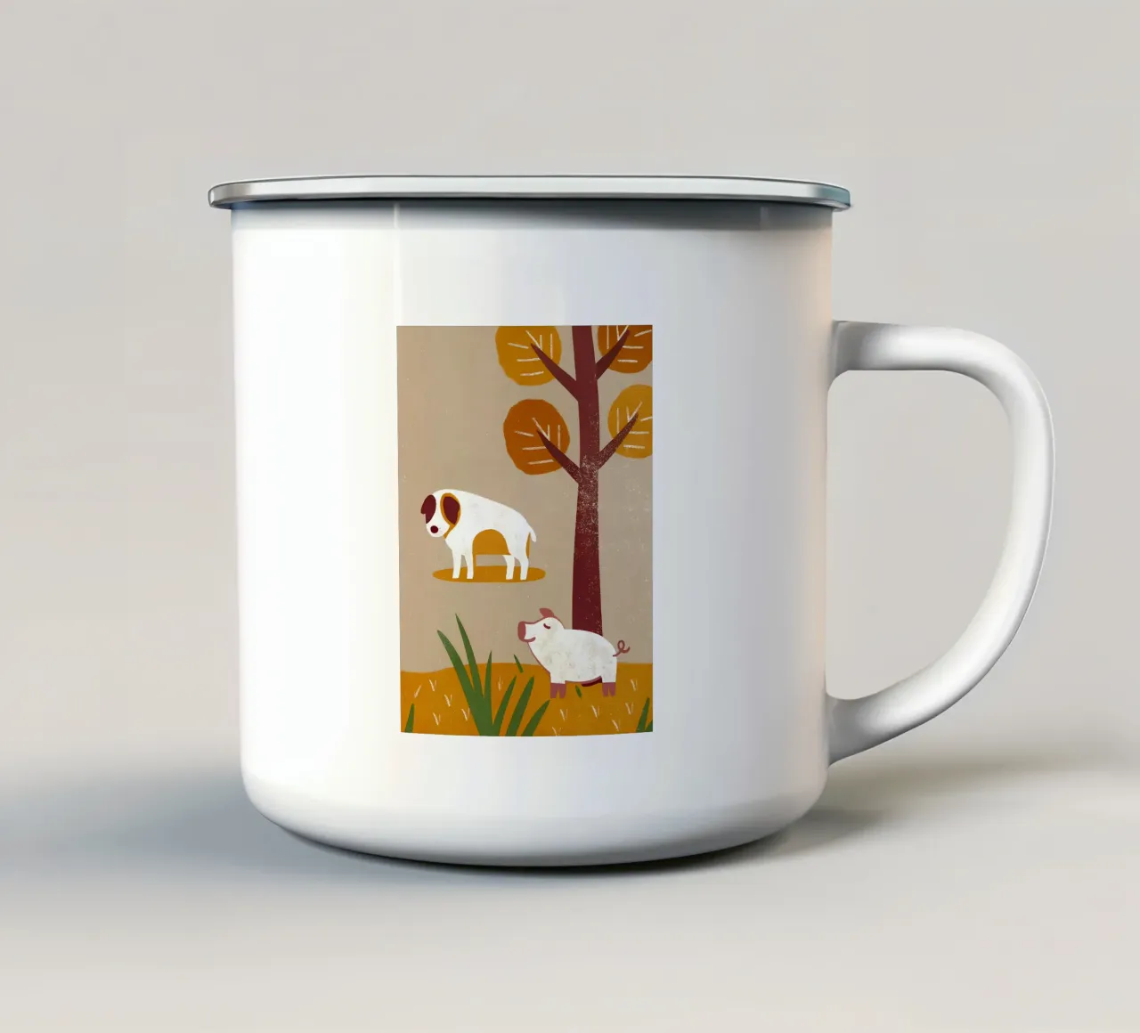 Cane e maiale Retro Pop tazza in smalto da THE LATEST SHOP