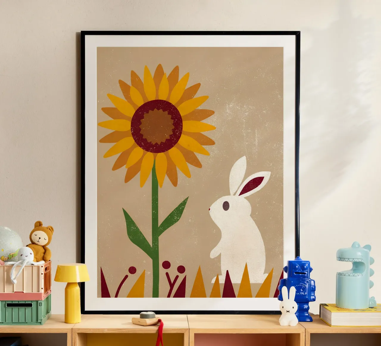 Girasole e coniglio Retro Pop carta hahnemühle da THE LATEST SHOP