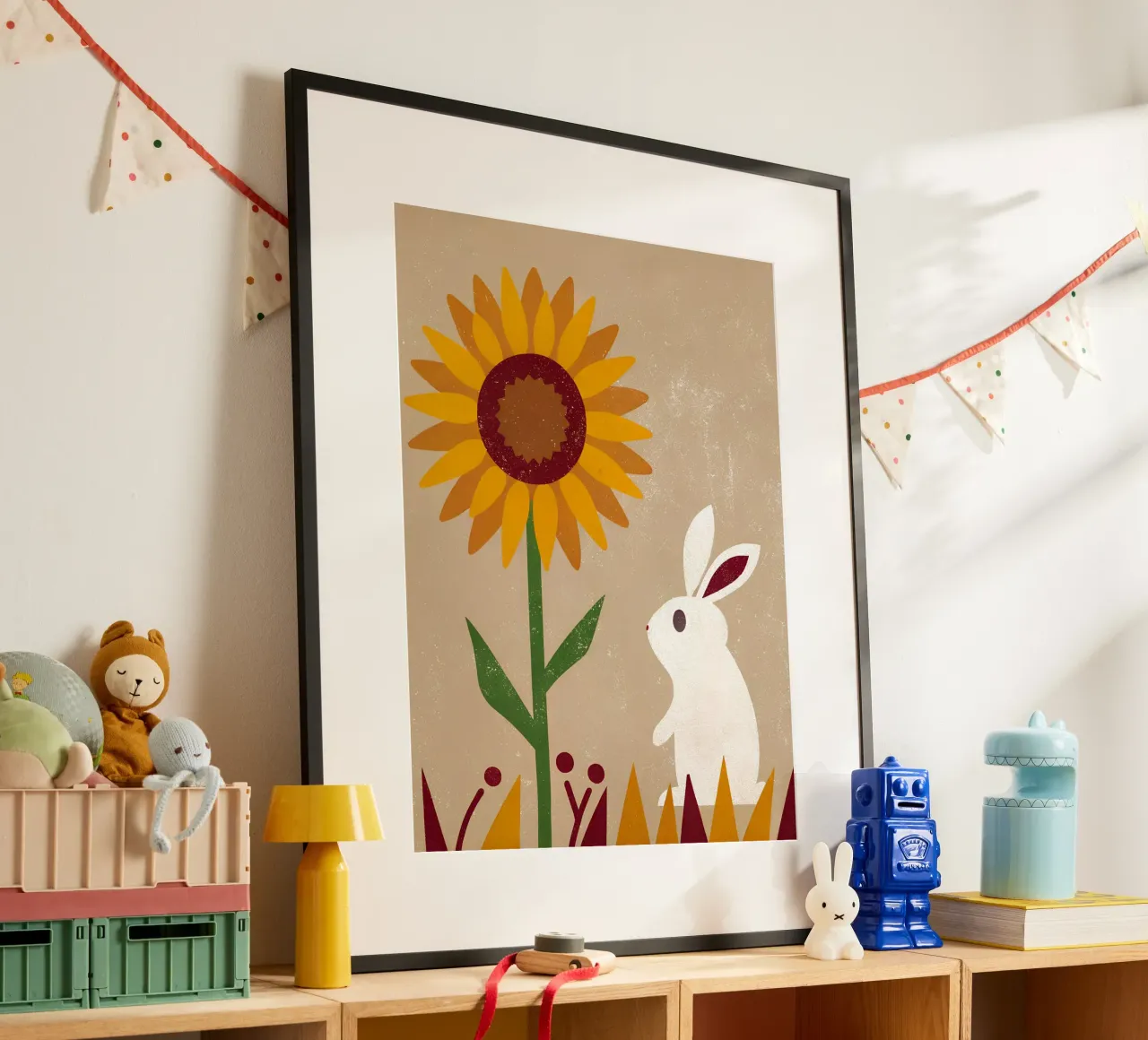 Girasole e coniglio Retro Pop carta hahnemühle da THE LATEST SHOP