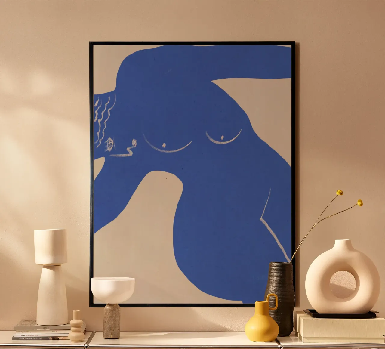 Greek muse in blue poster by Little Dean