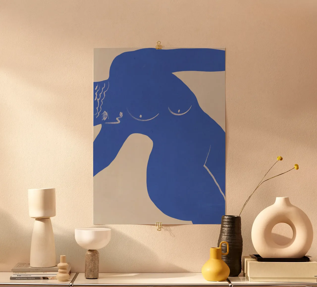 Greek muse in blue poster by Little Dean