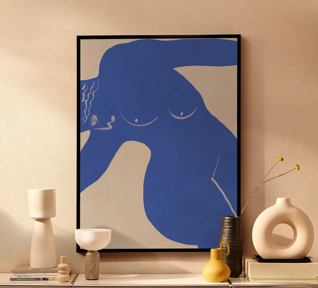 Greek muse in blue poster by Little Dean