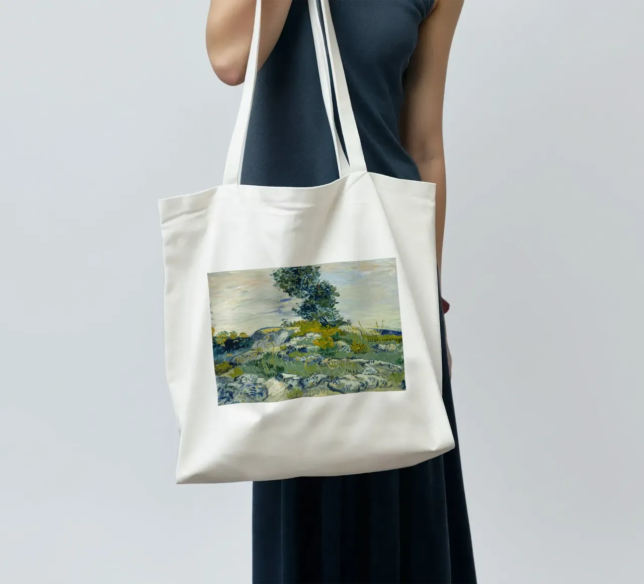 van Gogh, Roccia con quercia Dipinto a olio borsa in juta da Carinaprint