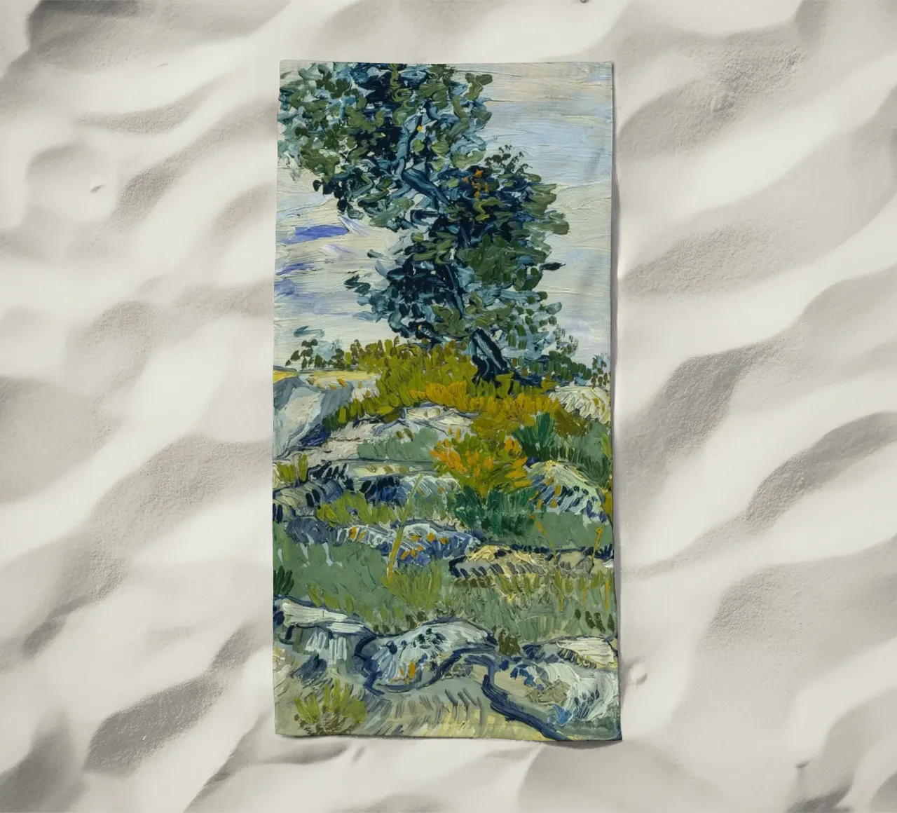 van Gogh, Roccia con quercia Dipinto a olio telo mare da Carinaprint