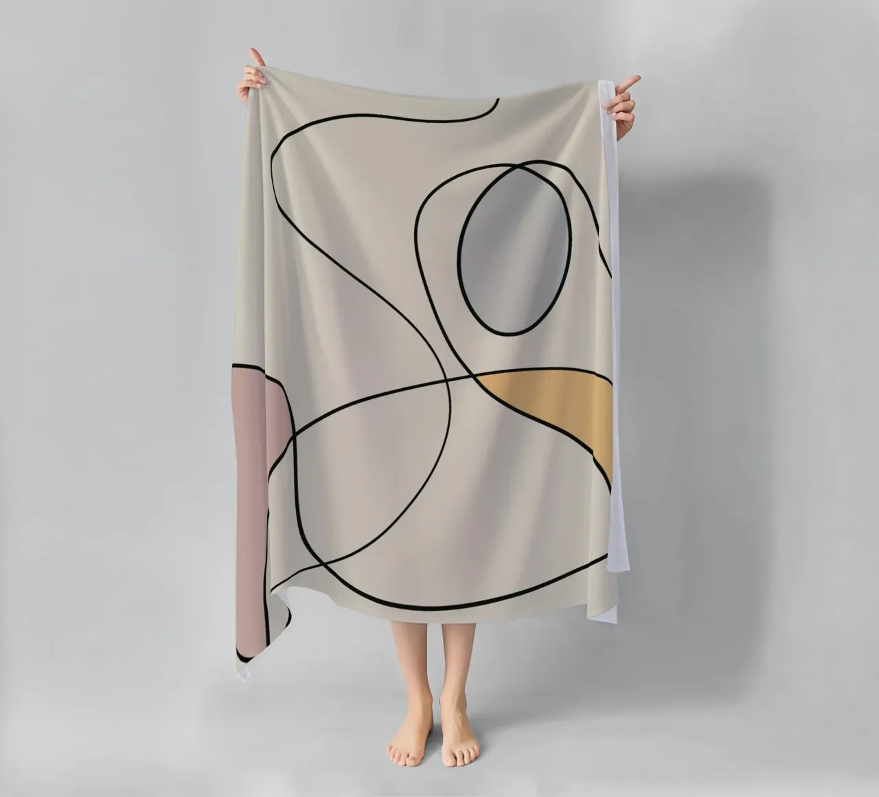 Minimal graceful line art abstract 18 telo mare da Little Dean