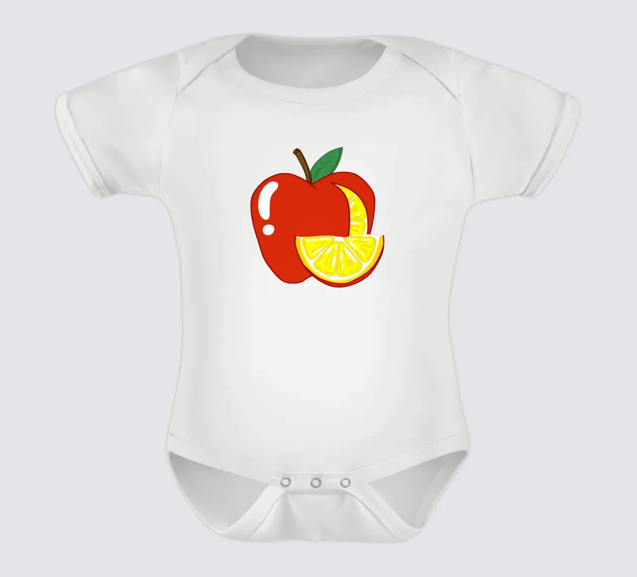 Unvorhersehbarkeit Surreal Zitrone Apfel Obst Illustration Kurzarm Babybody von sillyindustries