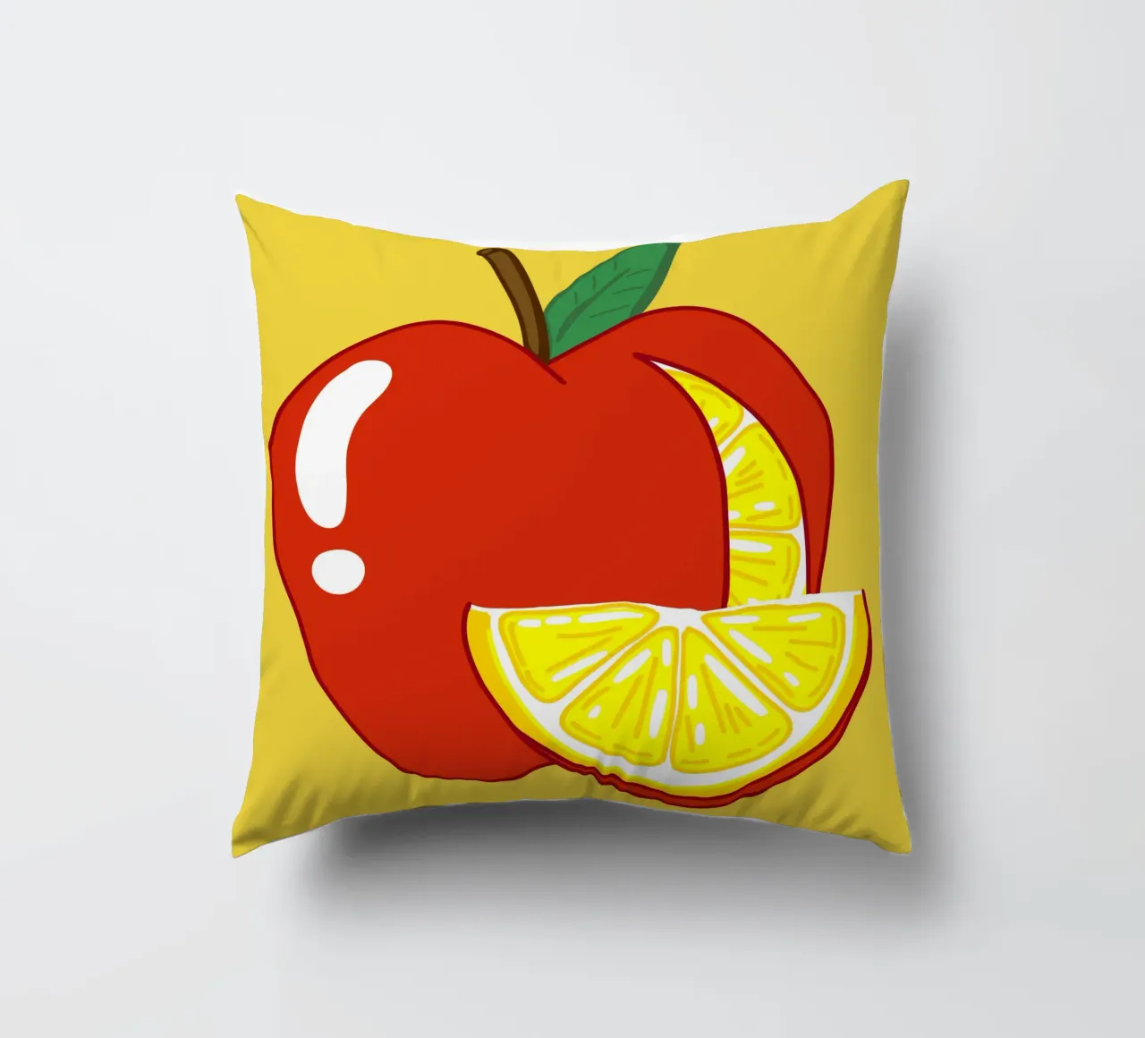 Unvorhersehbarkeit Surreal Zitrone Apfel Obst Illustration Kissen von sillyindustries