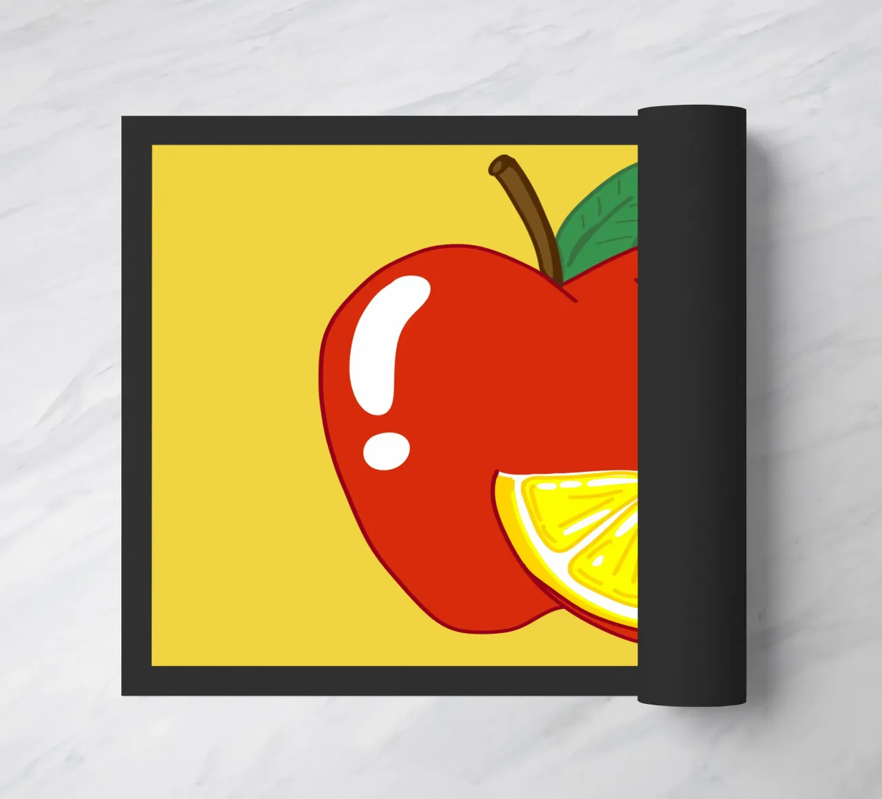 Unvorhersehbarkeit Surreal Zitrone Apfel Obst Illustration Fußmatte von sillyindustries
