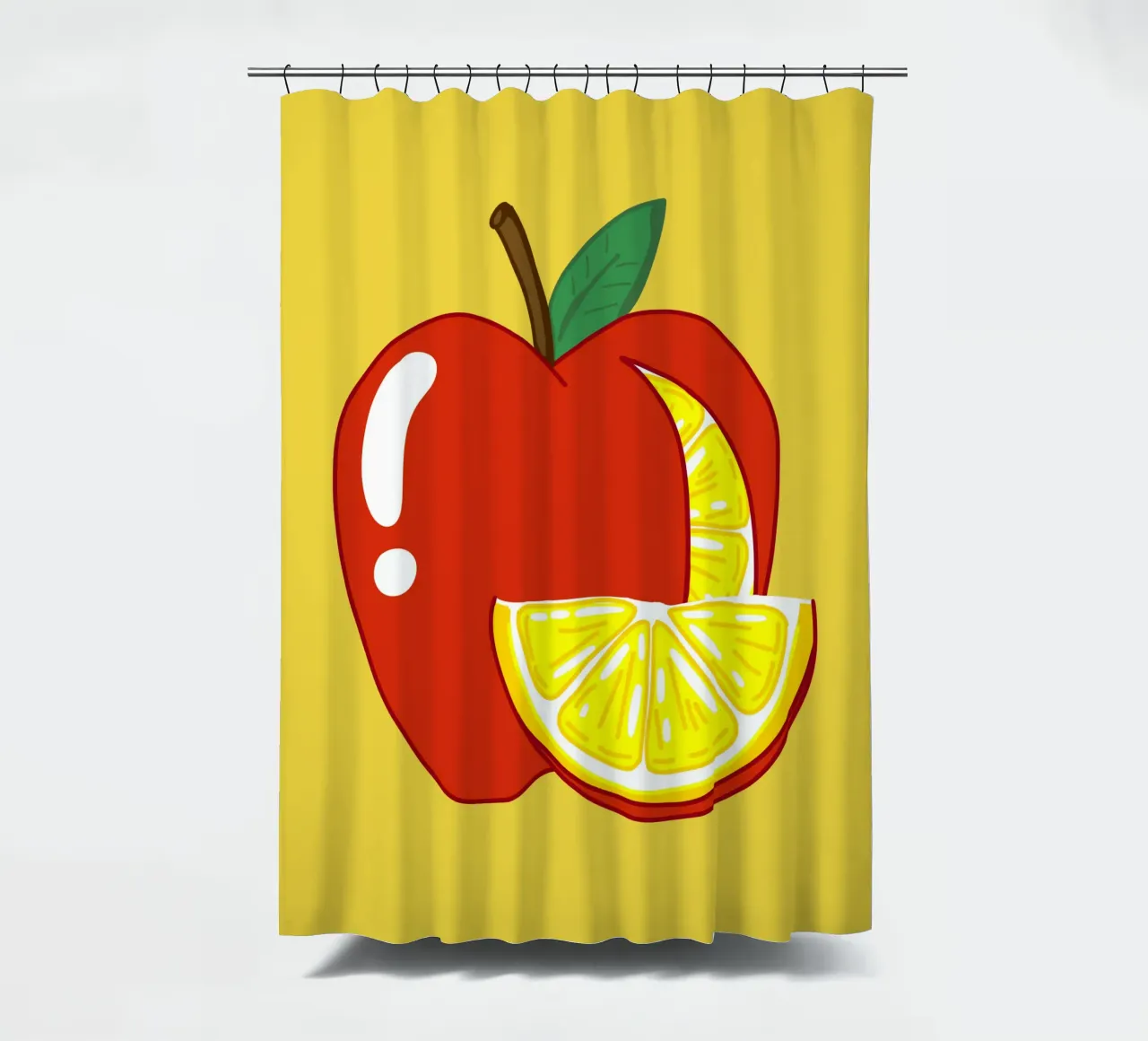 Unvorhersehbarkeit Surreal Zitrone Apfel Obst Illustration Duschvorhang von sillyindustries