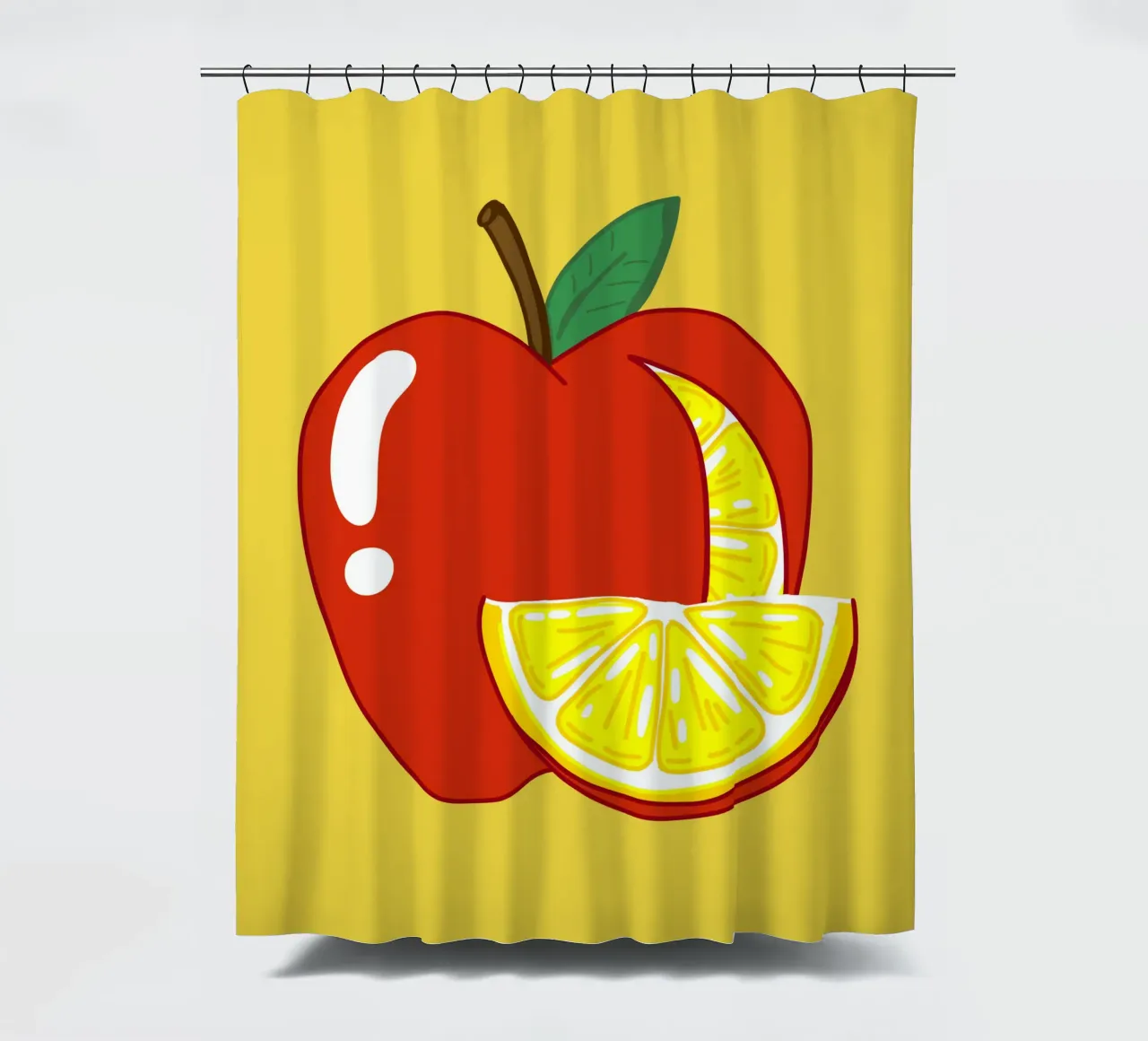 Unvorhersehbarkeit Surreal Zitrone Apfel Obst Illustration Duschvorhang von sillyindustries