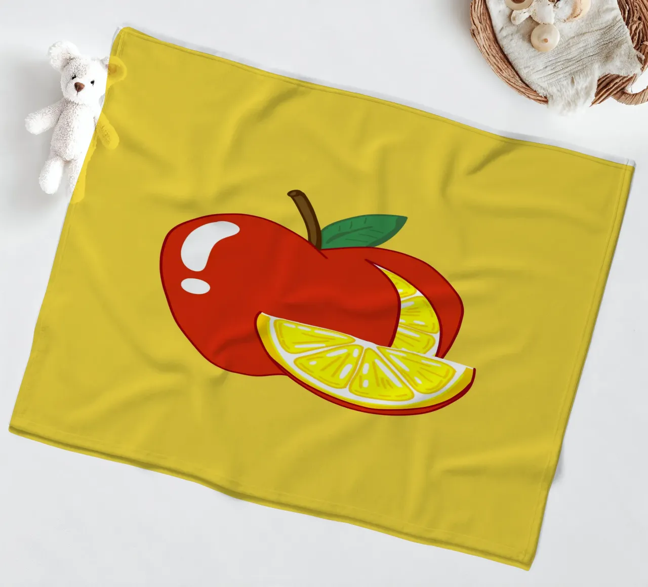 Unvorhersehbarkeit Surreal Zitrone Apfel Obst Illustration Fleecedecke von sillyindustries