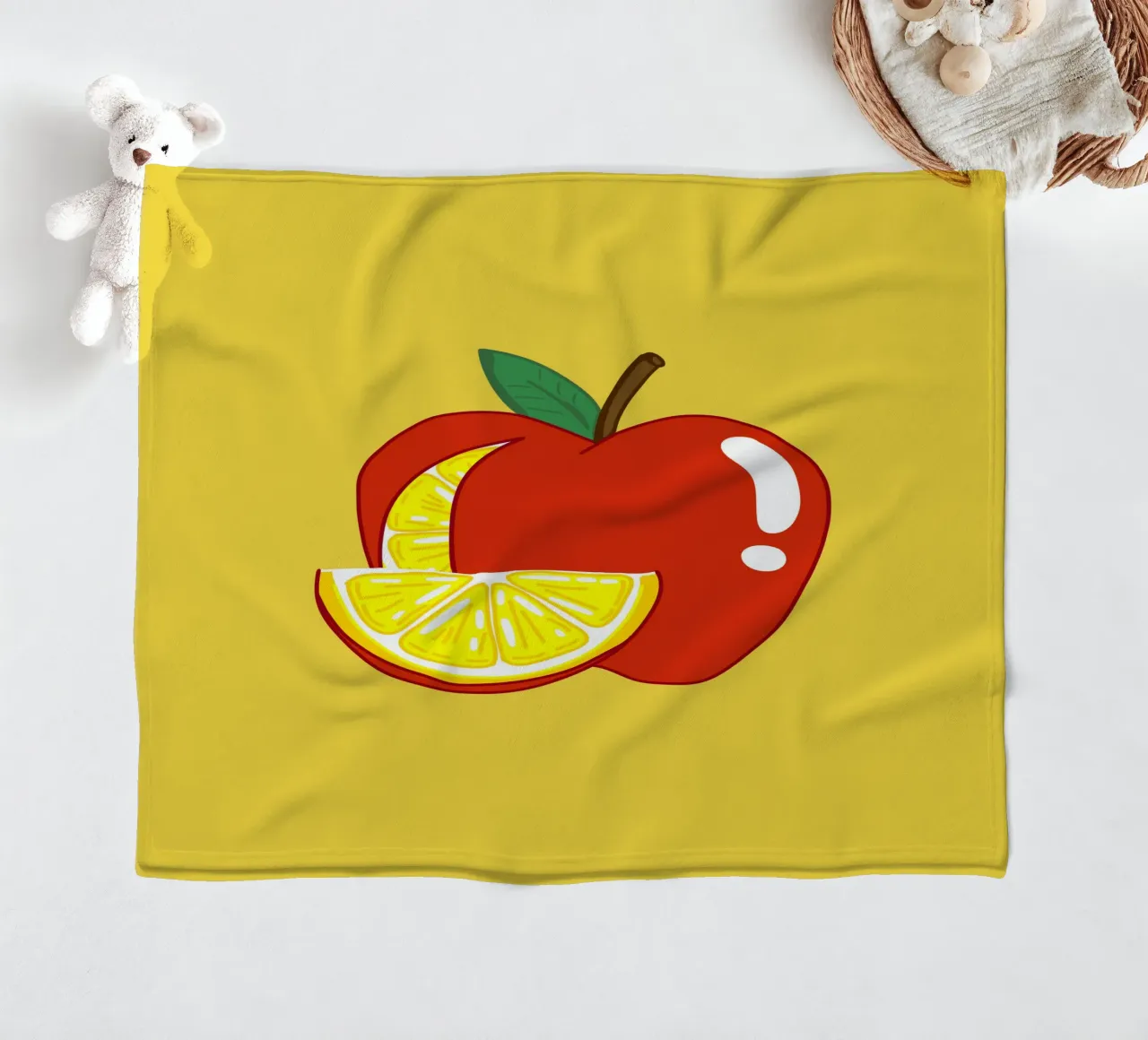 Unvorhersehbarkeit Surreal Zitrone Apfel Obst Illustration Fleecedecke von sillyindustries