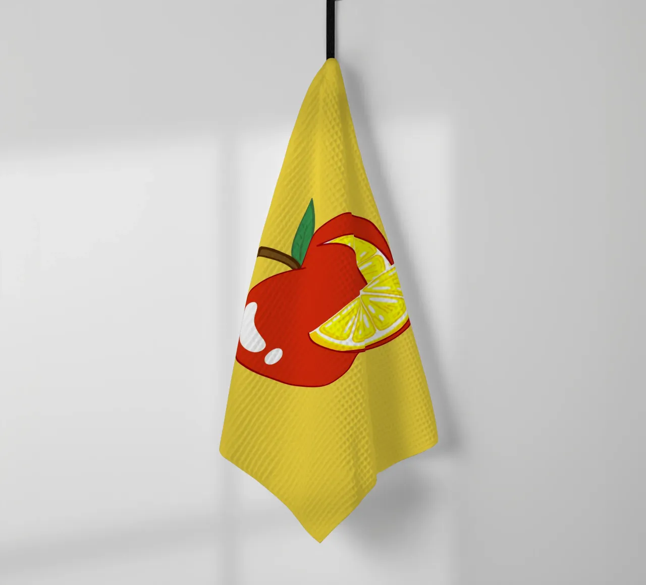 Unvorhersehbarkeit Surreal Zitrone Apfel Obst Illustration Geschirrtuch von sillyindustries