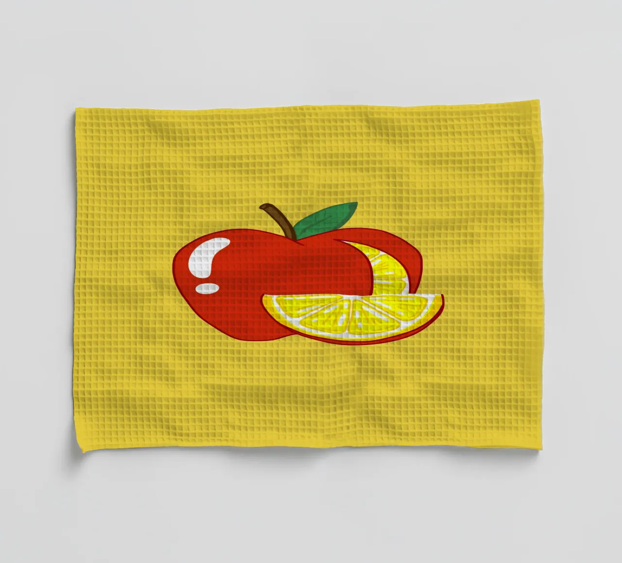 Unvorhersehbarkeit Surreal Zitrone Apfel Obst Illustration Geschirrtuch von sillyindustries