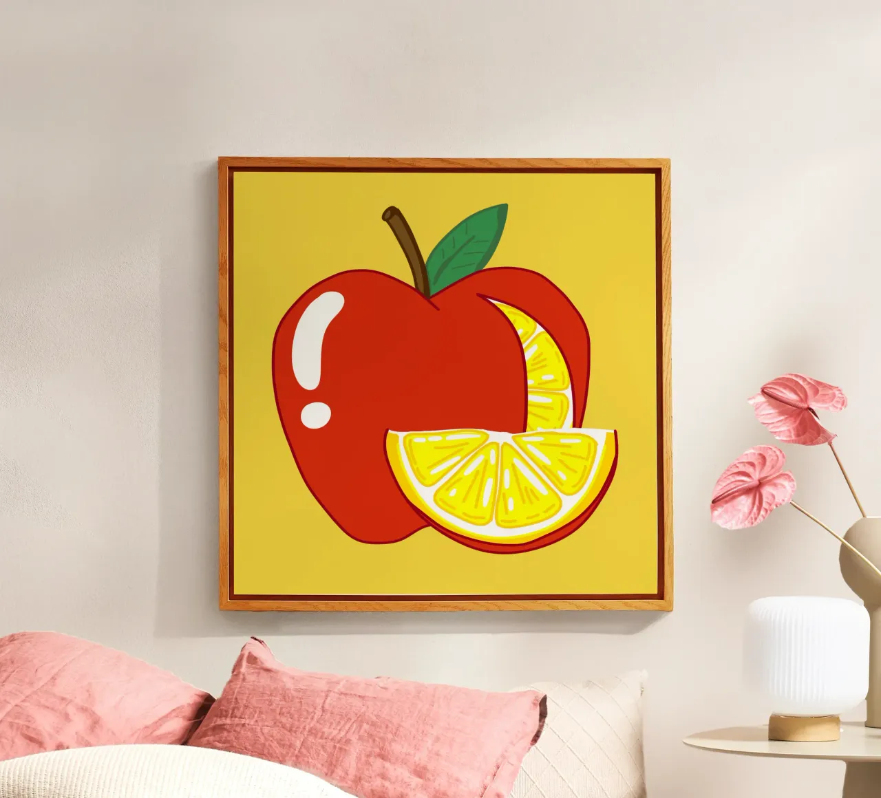 Unvorhersehbarkeit Surreal Zitrone Apfel Obst Illustration Acryl-Glas von sillyindustries