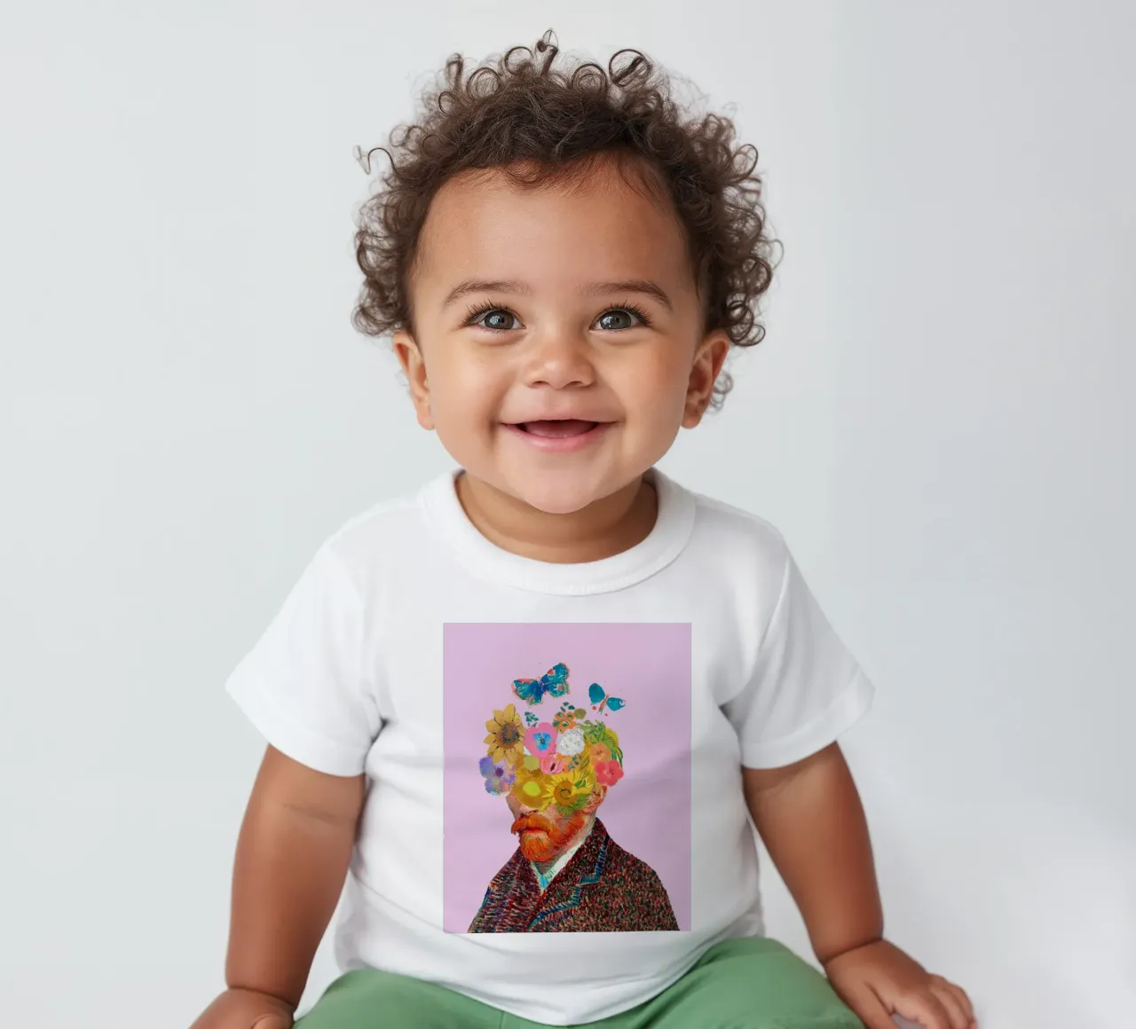 Van Gogh Floral Portrait - Aesthetic Remix Art Print t-shirt pour bébé de NorwesClub