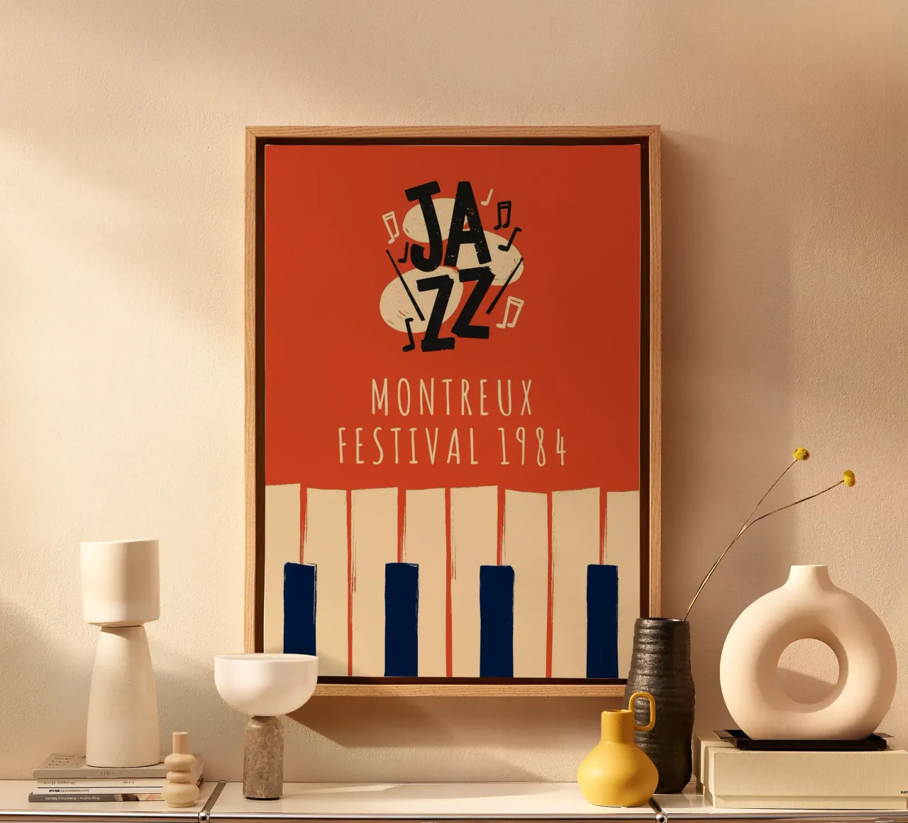Montreux Jazz Fest 1984 - Poster d'epoca tela con Cornice a cassetta da NorwesClub