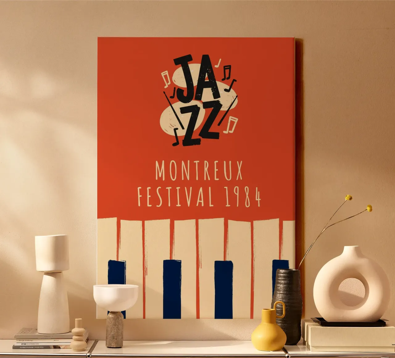 Montreux Jazz Fest 1984 - Poster d'epoca tela con Cornice a cassetta da NorwesClub
