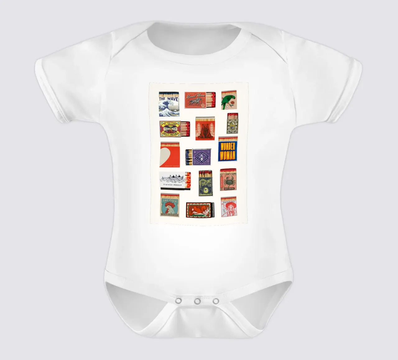 Vintage Matchbox Art | Retro Label Collection Print body de bebé de NorwesClub