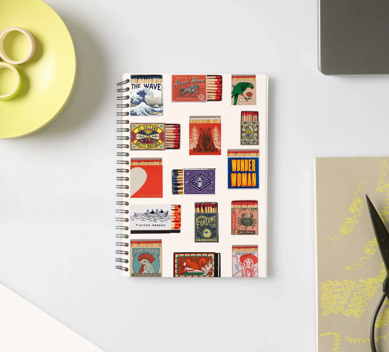 Vintage Matchbox Art | Retro Label Collection Stampa diario ad anelli da NorwesClub