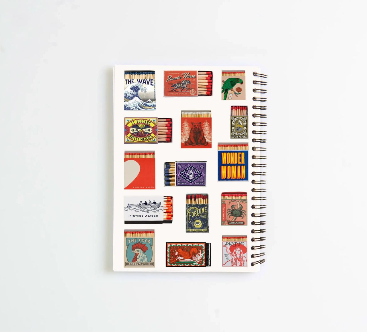 Vintage Matchbox Art | Retro Label Collection Print spiral notebook by NorwesClub