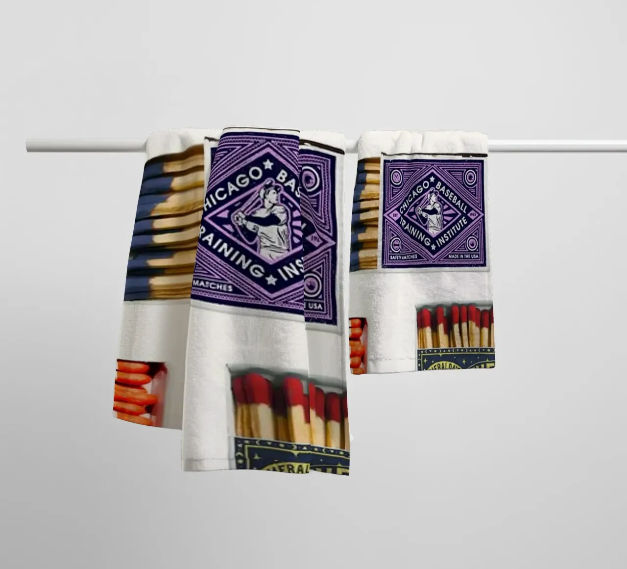 Vintage Matchbox Art | Retro Label Collection Print towel by NorwesClub
