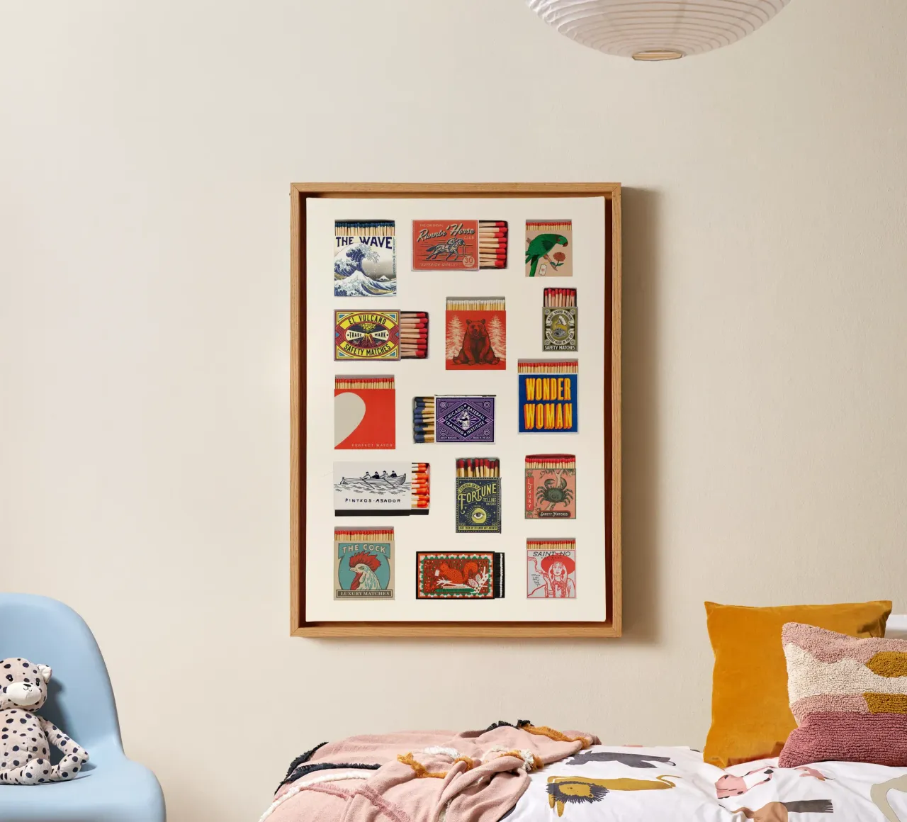 Vintage Matchbox Kunst | Retro Label Collectie Print canvas met Baklijst van NorwesClub