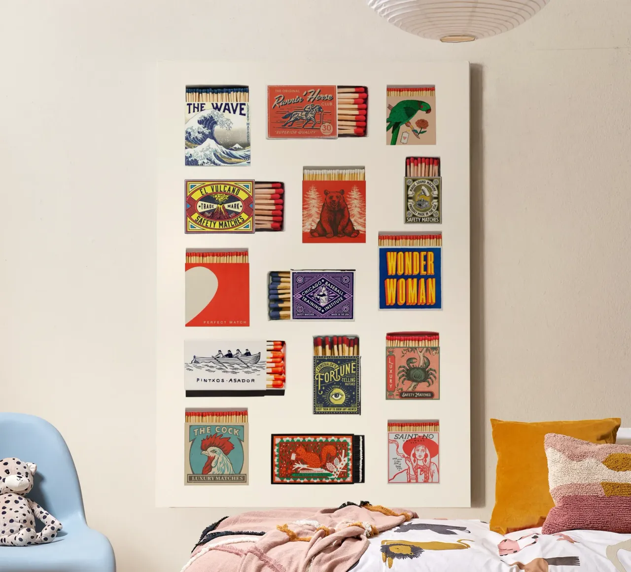 Vintage Matchbox Kunst | Retro Label Collectie Print canvas met Baklijst van NorwesClub
