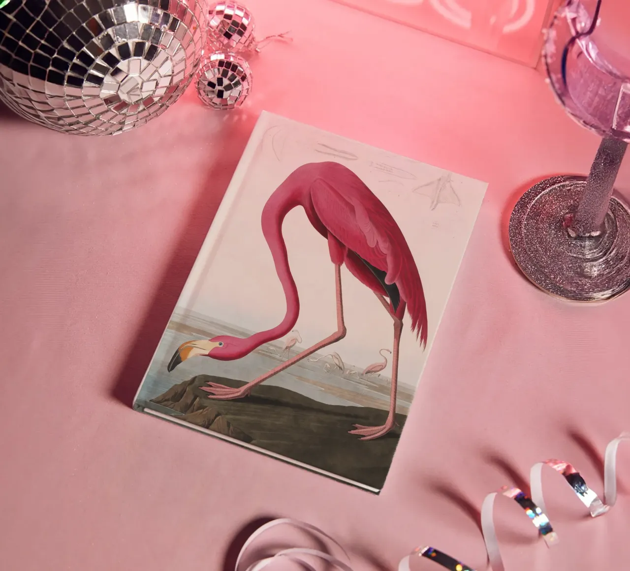 Audubon Pink Flamingo - Ornithological Print notebook by NorwesClub