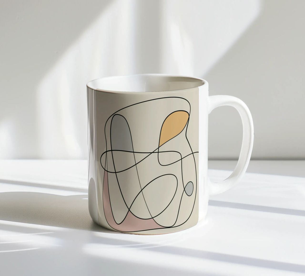 Minimal graceful line art abstract 16 tazza in ceramica da Little Dean