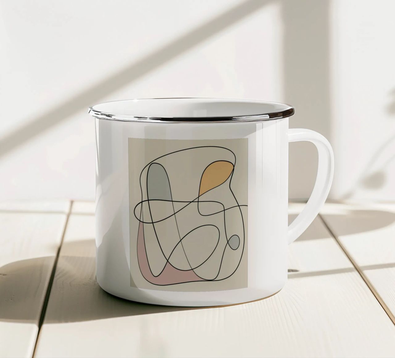 Minimal graceful line art abstract 16 tazza in smalto da Little Dean