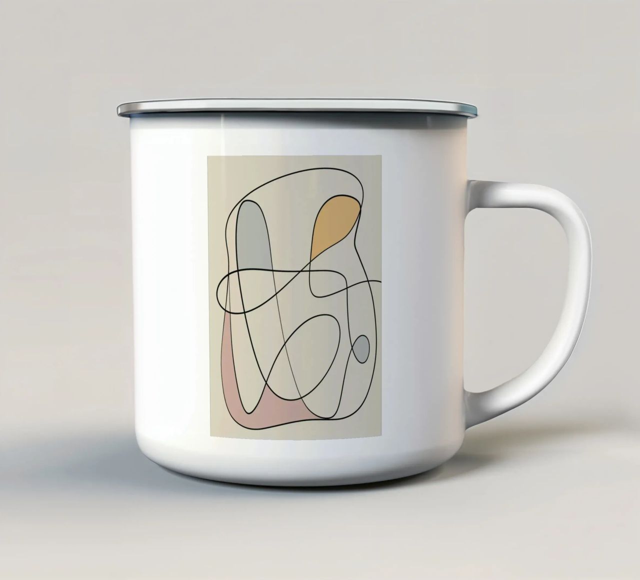 Minimal graceful line art abstract 16 tazza in smalto da Little Dean
