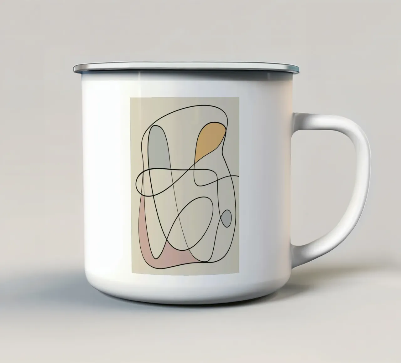 Dessin au trait minimaliste et gracieux abstrait 16 mug en émail de Little Dean