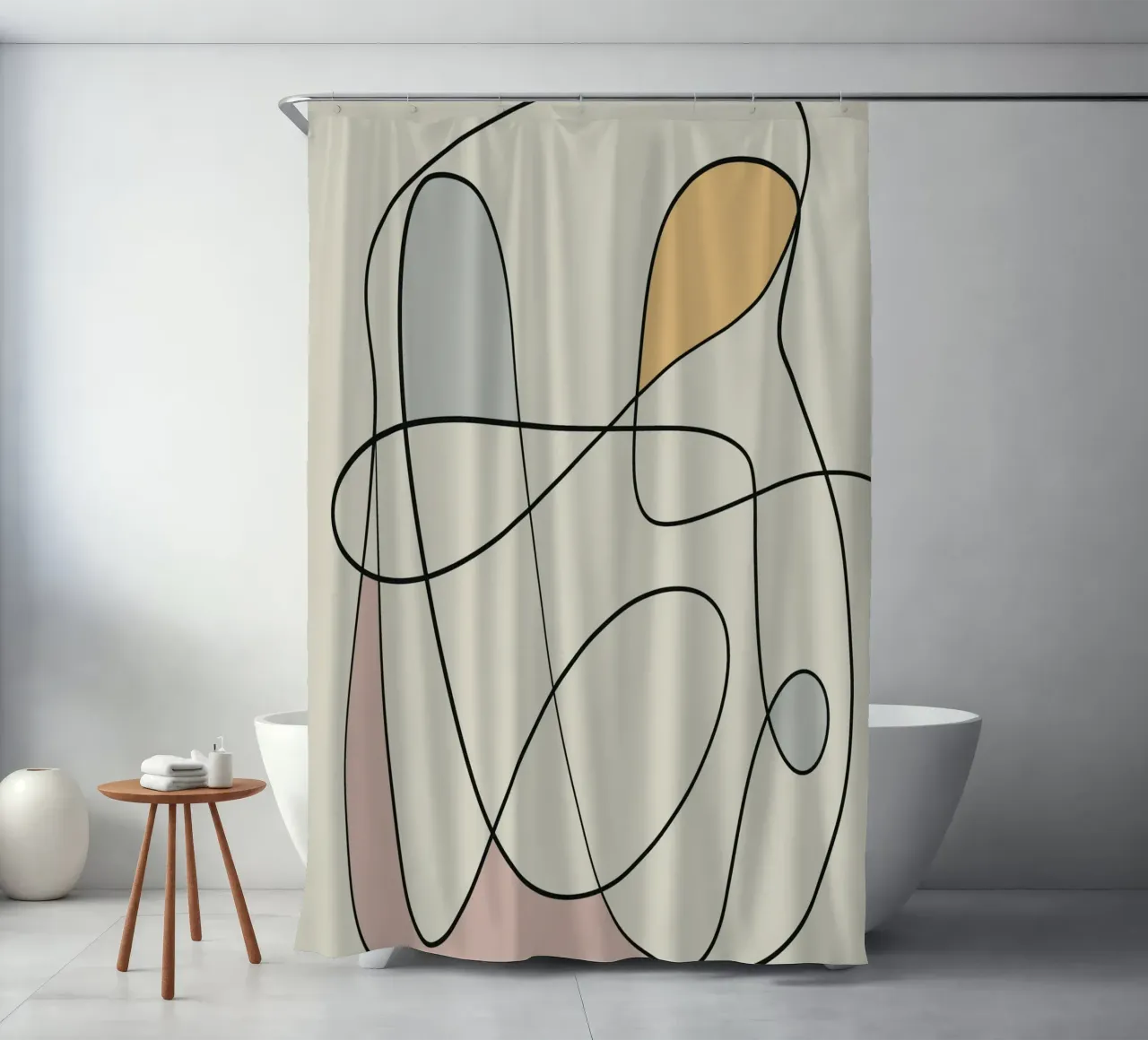 Minimal graceful line art abstract 16 tenda da doccia da Little Dean