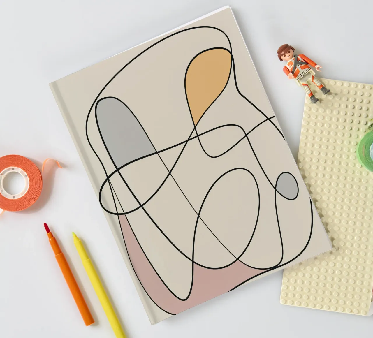 Minimal graceful line art abstract 16 notebook by Little Dean