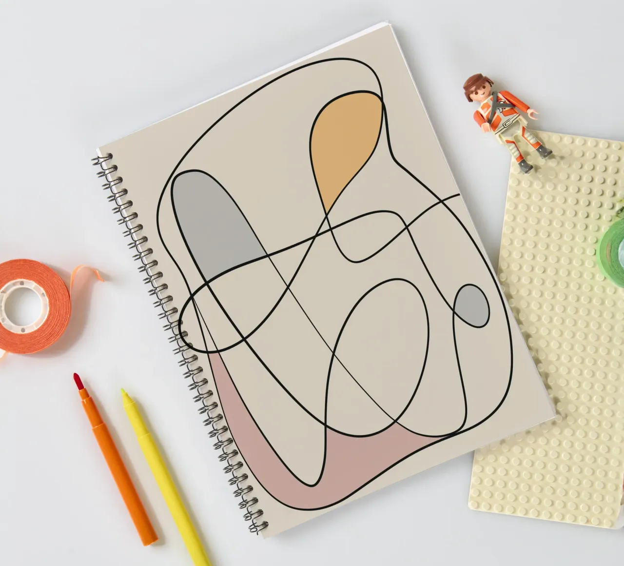 Minimal graceful line art abstract 16 spiral notebook by Little Dean