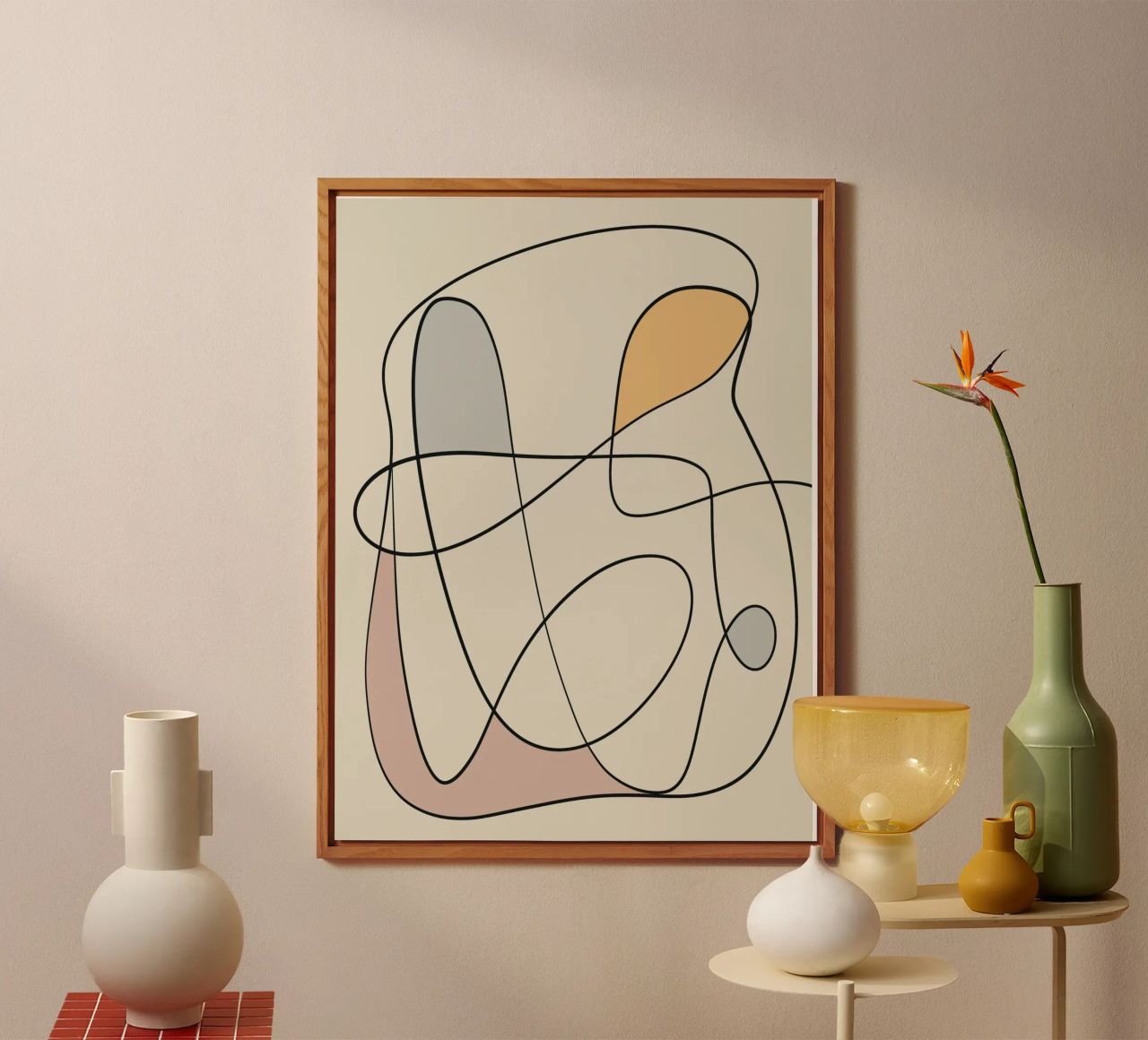 Minimal graceful line art abstract 16 alluminio dibond da Little Dean