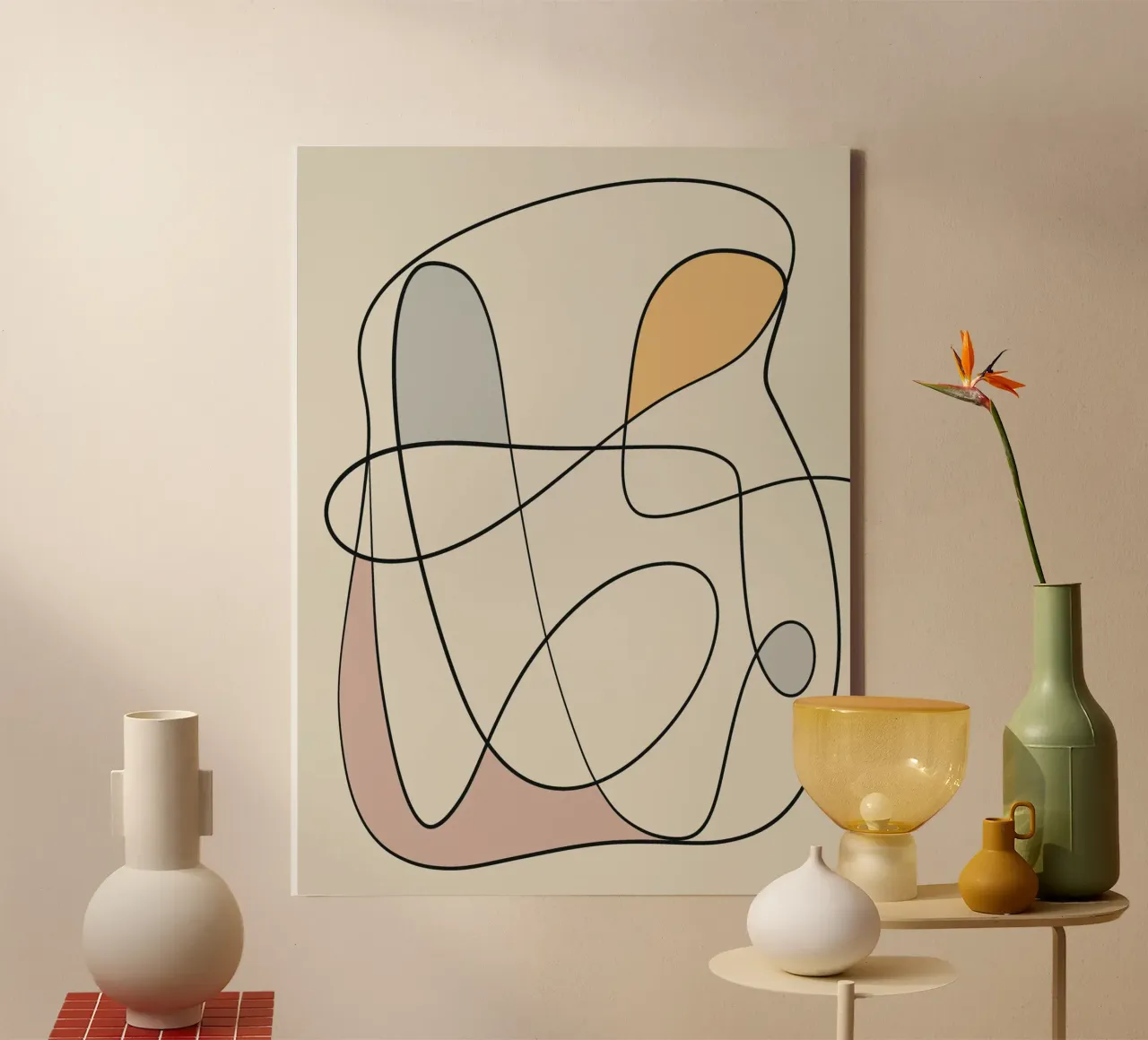 Minimal graceful line art abstract 16 tela da Little Dean