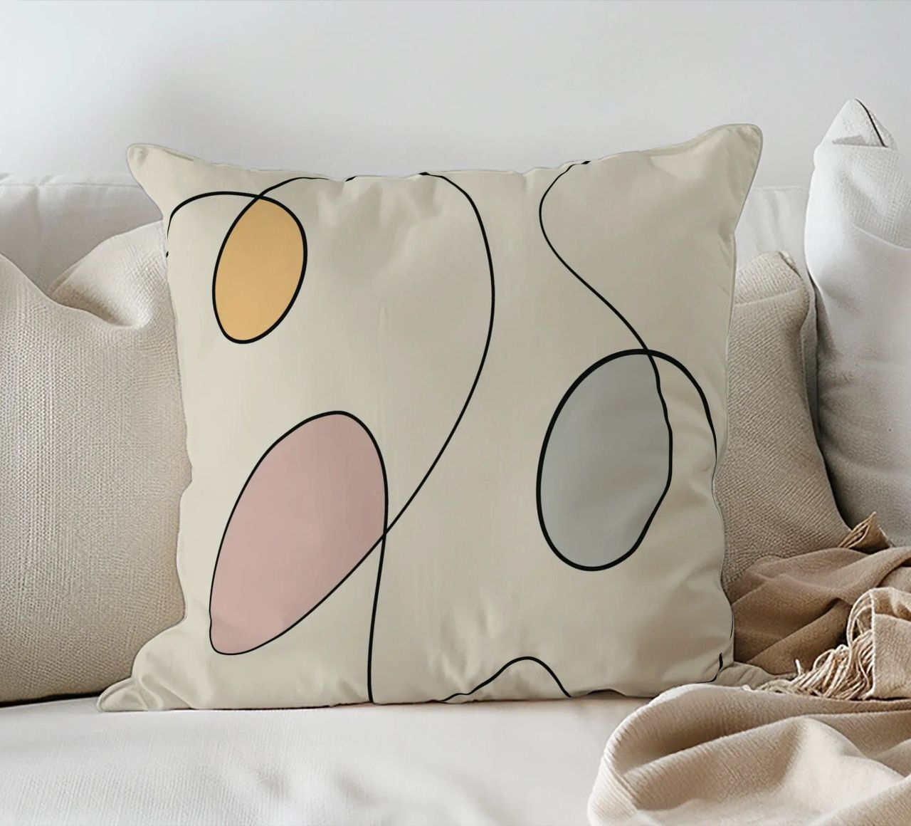 Minimal graceful line art abstract 15 cuscino da Little Dean